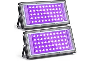 GKT 2 Piezas 50W Foco de Luz Negra, Lámpara UV, 385-400 nm, ideal para Halloween, Navidad, Fiestas Fluorescentes, Curado de Resina UV y Exhibición de Vidrio de Uranio