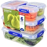 Sistema KLIP IT PLUS Food Storage Containers | Airtight Food Storage Containers Set of 6 (2 x 400ml3 x 1 l1 x 2.2 l) | Leak P