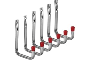 ALPENSTAHL Wandhaken Halterung Garagen-Haken Werkstatt | Gerätehalter 302 x 250 mm | Befestigungshaken für Wand-Montage | Schwerlast-Haken Metall Tragkraft 25 kg | 6 Stück - Montagehaken-Set U-Form