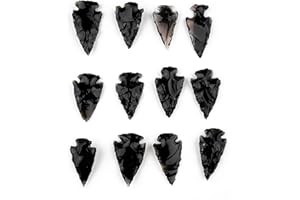 KVK Crystals Lot of 10 Obsidian Indian Arrowheads Dragon Glass Project Points Avg 1 1/2" L