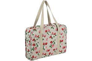 Hobby Gift Project Case - Couture Artisanat Tricot Sac de Rangement pour Cours et Voyages, 3 Inserts en Plastique pour Accessoires et Organisation - 100% Coton 34 x 28 x 12 cm