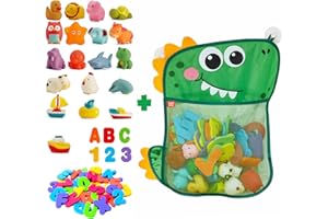 Kidow Toys Baby Bath Toys Mega Pack 56-piece Bath Toy Set, Comprehensive Baby Bath Toy No Mould Bath Toys & Kids Foam Letters Bath Collection, Educational & Fun, Ideal For Gift (Dianasour Toys)