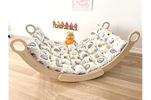 My Photostation.com Montessori Set di 2 Pezzi Arco e Cuscino Arrampicata in Legno Arco Arrampicata Arco Pikler, Set Triangolo per Bambini Cuscino Arrampicata