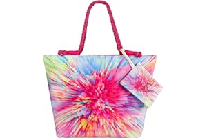 Victse Borsa da Spiaggia Donna, Grande Borsa Mare per Donna Borsa da Viaggio, Borsa in Tela con Cerniera per Spiaggia, Viaggio, Piscina, Shopping