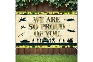 MOORIIY Army Camouflage We are So Proud of You Banner Patriotic Soldier Army Go Away Party Decorations Memorial Day/4th of July Banner Deployment Returning Back Military Army Homecoming Party Decoration