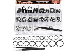 Tanstic 265Pcs 21 Größen Externe Sicherungsringe Sprengringe Sortiment Kit Snap Retaining Clip Ring Circlip C-Clip für Achsen, Wellen (4mm-28mm)