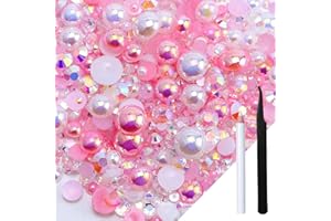 ASHYLE 60g Pearl Rhinestones for Crafting, 2mm-10mm Flatback Gems with Tweezers Kit, Bedazzler Crystal Gems Suitable for Clothes, Craft, Nail, DIY Art Decoration etc.