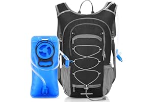 SAMIT Trinkrucksack mit 2L Trinkblase, Rucksack mit Trinksystem für Herren und Damen Ultraleicht Wasserdicht Outdoor Rucksack Fahrradrucksack zum Laufen Radfahren Wandern Klettern Skifahren Schwarz