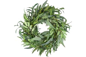 HomeKaren Olive Wreath for Front Door 22 Inch Green All Season Wreath with Olive Leaf Fruits Home Decoration for Outdoor Living Room Indoor Wall and Outdoor Summer All Year Round Wedding