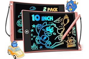 TEKFUN Jouets Enfant 2 3 4 5 6 7 Fille Garçon, Lot 2 Tablettes D'écriture LCD 10 Pouces Tablette Dessin Enfants Effaçable avec Cordon, Cadeaux d'anniversaire Noël Filles Garçons (2*Rose)