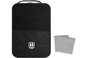 jooeer Travel Shoe Bag Waterproof Packing Organizer Storage Pouch Boot Carrier Football Golf Sports Accessory Holder with 2 Drawstring Shoes Bags for Men Women, Black