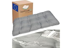 SuperKissen24. Cojín para Banco Exterior 140x50 cm Asiento Cómodo e Impermeable para Bancos y Columpios de Jardín, Terraza - Gris