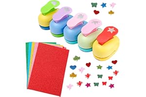 YouYuer 5PCS Perforatrice Decorativa per Carta Creativa, Punzonatrice Stampini, Perforatore a Leva per Progetti Fai da Te, DIY Scrapbooking e Creazione di Biglietti (A)