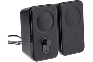Amazon Basics – Altavoces para ordenador de sobremesa o portátil, con alimentación por CA, versión para la UE, Negro, 2 Unida