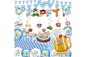Cheloveer Oktoberfest Deko, Bayrische Deko,Oktoberfest Deko Set Mit "O’ZAPFT IS " Girlande Oktoberfest Tischdecke Wimpelkette Ballon Oktoberfest Spiral Oktoberfest Cake Topper Für Deko Oktoberfest