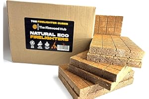 THE FIREWOOD HUB 768 Fire Lighters - Natural Firelighters Made from Wood Fibre and Wax, Long Burn Time Up to 10 Minutes, Ideal Fire Lighters for Wood Burners and BBQ.