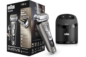 Braun Series 9 9385cc Dernière Génération, Rasoir Électrique Barbe Homme, Station Clean&Charge, Étui Cuir, Graphite