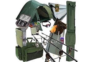 DNA LEISURE Complete 3 Rod and Reel Full Carp Fishing Set Up With Deluxe Bivvy and Tackle Digital Scales