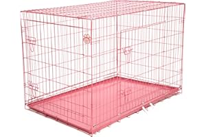 Cozy Pet Metal Tray Dog Cage 48" Pink Dog Crate 122cm Long Metal Tray Folding Puppy Crate Cat Carrier. DC48P