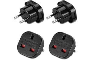 Olivera 2X Adaptateur Voyage Prise Anglaise vers France, Aadaptateur UK vers FR, Adaptateur de Voyage UK Type G vers Type C pour l'Allemagne, l'Irlande, Les Pays-Bas, la Pologne, la Suède.