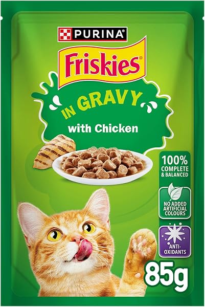 Purina Friskies Chicken Chunks in Gravy Wet Cat Food Pouch 85g