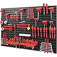 Tool Wall Storage System, 1152 x 780 mm, Hole Wall with Tool Holders, Set of 55 Accessories, Workshop Rack