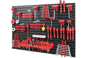 PAFEN Tool Wall Storage System, 1152 x 780 mm, Hole Wall with Tool Holders, Set of 55 Accessories, Workshop Rack