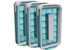 ICEBREAKER POP 2.0 Lot de 3 Bacs à Glaçons - Faites et Servez Sans Toucher - Hygiénique pour le Congélateur - Récipient en Silicone Avec Couvercle - 18 Glaçons