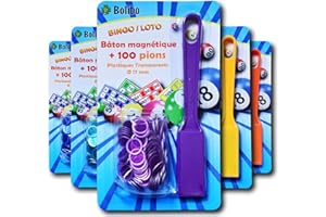 Bolibo JETON Loto magnétique - Bâton magnétique + 100 PIONS - 17 mm de diamètre - Coloris au Choix - Bleu, Orange, Jaune, Vert, Rouge, Violet... - (Violet)
