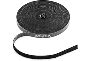 deleyCON 10m Klett Kabelbinder Klettband Klettbandrolle 10mm Breit Kabelmanagement Kabelorganizer Klettkabelbinder Klettverschluss zuschneidbar Schwarz