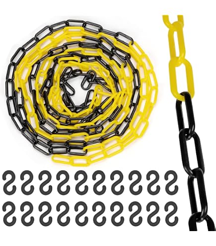 Catena Di Plastica Nera 1,5 Metri - Con 5 Ganci A S - Barriera Per Parcheggio E Controllo Folla - Leggera E Resistente - 2