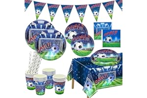 PIXHOTUL Decorazioni per feste di calcio, 102 pezzi, calcio, compleanno, feste, tovaglioli, tovaglioli, tovaglia e striscioni per uomini, ragazzi, compleanni, partite di calcio, festa