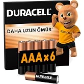 DURACELL BASIC AAA Alkalin İnce Kalem Pil (6&rsquo;lı paket) &ndash; 1,5V | Daha Uzun &Ouml;m&uuml;rl&uuml; &ndash; G&uuml;nl&uuml;k Cihazlar i&ccedil;in G&uuml;venilir G&uuml;&ccedil; &ndash; Plast