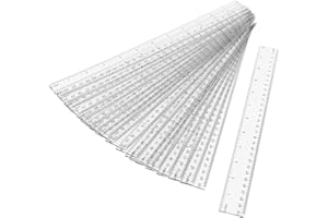 MUKCHAP 20-Piece 30cm/12 Inch Plastic Ruler Set - Clear Straight Ruler with Inches and Metric, Transparent Measuring Tool for School and Office