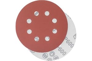 YoiYee 600 Grit Sanding Discs Pads, 8 Holes, 125mm/5-inch Hook and Loop Quick Change Sandpaper Sheet for Random Orbital Sander, 20 Pack