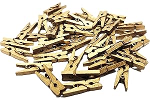 Home Supplies Direct Mini Wooden Pegs 100pcs Pack Mini Pegs for Decorative Photo Card Wall DIY Decorations Photo Clips (Gold)