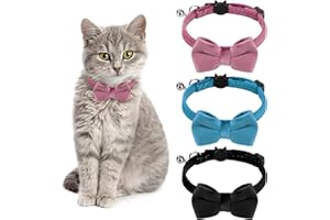 JOHOTONE Cat Collar Quick Release Safety Collars Adjustable Kitten Collar with Bell and Detachable Bow Tie for Kitten Cats Puppy Small Pets 3 Pack
