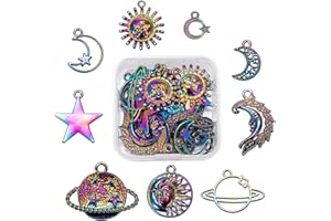 COGCHARGER Colgantes de aleación de arco iris, tortuga, sirena, océano, dijes multicolor para joyería, collares, pulseras, pendientes