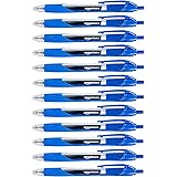 Amazon Basics - Penne a scatto con inchiostro gel blu, punta fine, 12 Unità (Confezione da 1)