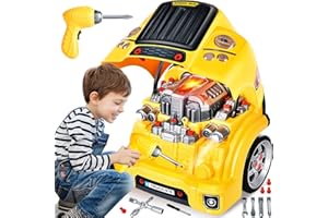 JONRRYIN Grande Trattore per Camion Giocattoli, Montare e Smontare con Trapano, Attrezzo Educativo per Bambini 3-6 Anni