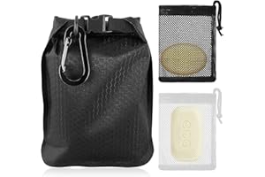 Anseom Waterproof Travel Soap Bag, Portable Sealing Foaming Mesh Bag, Leakproof Soap Bar Case Breathable Pouch for Camping Outdoor (Black)