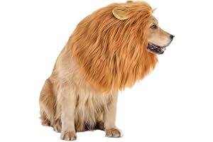 GWAWG Lion Mane peruka na kostium psa i kota, regulowany kostium dla zwierząt domowych z uszami dla psa (brązowa)