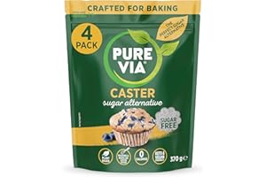 Pure Via Baker’s Secret Caster Sugar Alternative – Plant Based, Keto and Vegan Friendly Sweetener with Acacia Gum - 370G (Pack of 4)