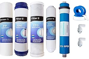 DEPURAGUA Depurtek | Kit di risparmio osmosi inversa con membrana 75 GPD + 4 filtri | Compatibile con MOON | Ionfilter Advance | Idrosalud | Rimuove solidi, clororo, metalli pesanti | Depurazione