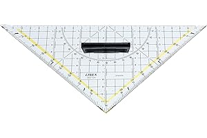 Linex 2621GH Geometrie-Dreieck mit Griff, Hypotenuse 22,5cm aus Kunststoff, Facette, senkrechte Kante