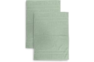 ZER0BED Set 2 Tappetini da Bagno in Spugna, Misura 50x70 cm, Assorbente, 650 g/m², Lavabile in Lavatrice, Asciugatura rapida, Colore Salvia
