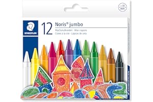 STAEDTLER - Noris Jumbo 229 - Etui Carton 12 Craies À la Cire Assorties Diam. 12 mm - 229 12 C12