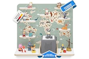 stadtecken wooden shelf for music box I Suitable for the Toniebox and Tonies I Perfect Tonie storage in the children's room I For standing up or hanging up (Atlas, large)