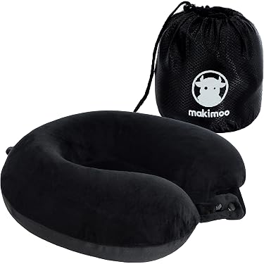 Cuscino Da Viaggio Per Collo Anti Stress | Morbido Con Microsfere In Poliestere | Leggero E Compatto | Colore Nero