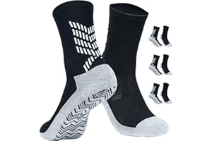 ISEYOU Calze Antiscivolo Uomo Donna 3 Paia, Calzini Antiscivolo in Cotone Traspirante Cotone, Grip Socks Unisex con Cuscinetti in Gomma Anti-Vesciche per Calcio, Ciclismo, Corsa